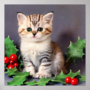 Poster Natais vintages Kitten e Holly