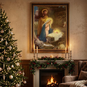 Poster natais vintages Natividade, Mary Joseph Baby Jesus