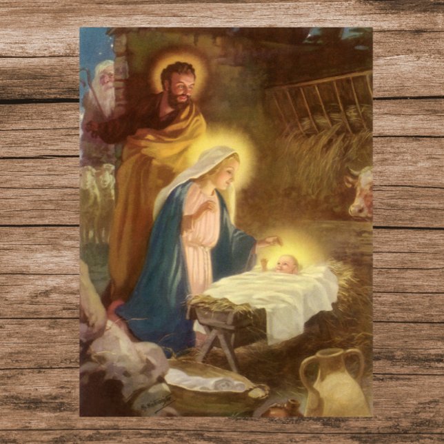 Poster Natais vintages Natividade, Mary Joseph Baby Jesus (Criador carregado)