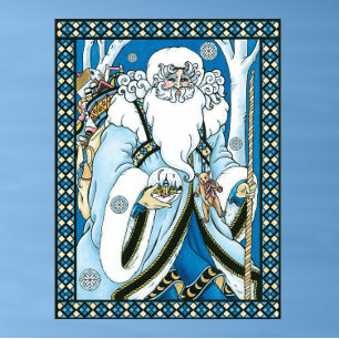 Poster Natais vintages, Papai Noel Azul com o Globo de Ne