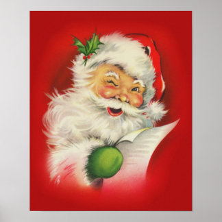 Poster Natais vintages Santa Claus