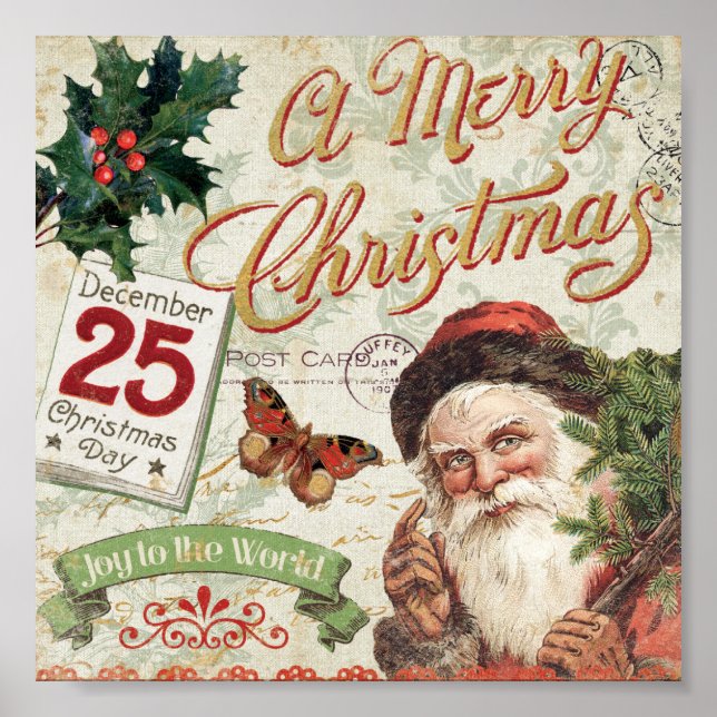 Poster Natais vintages Santa Claus (Frente)