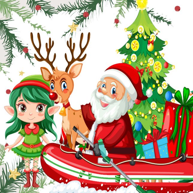 Poster Natal (Celebrate Christmas with Santa's Claus his Elf and Reindeer, Holiday Poster!)