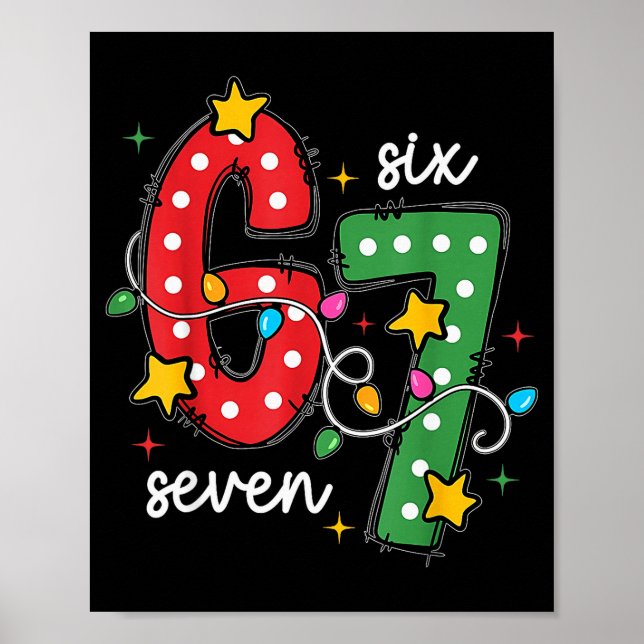 Poster Natal 6 7 Seis Sete Dito Engraçado Meme Piada Xma (Frente)