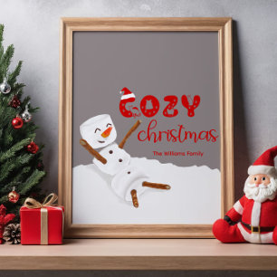 Poster Natal Aconchegante Boneco de Neve Fofo