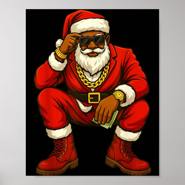 Poster Natal Afro-Americano Engraçado Afro-Americano (Frente)