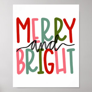 Poster Natal Alegre e Brilhante Mulheres Meninas Crianças