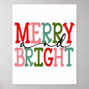 Poster Natal Alegre e Brilhante Mulheres Meninas Crianças