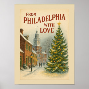 Poster Natal Antigo de Filadélfia Com Amor