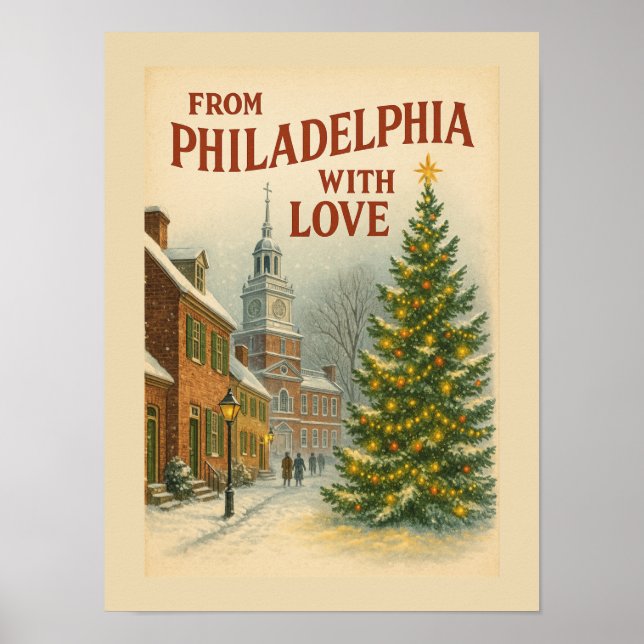 Poster Natal Antigo de Filadélfia Com Amor (Frente)