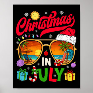 Poster Natal Antigo em Julho na Praia de Sungles Verão no