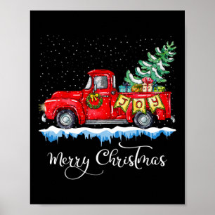 Poster Natal Antigo Feliz Caminhão Vermelho Antigo Ch