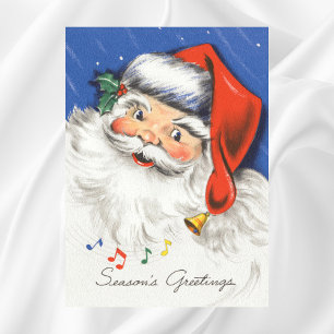 Poster Natal Antigo, Papai Noel Alegre com Música