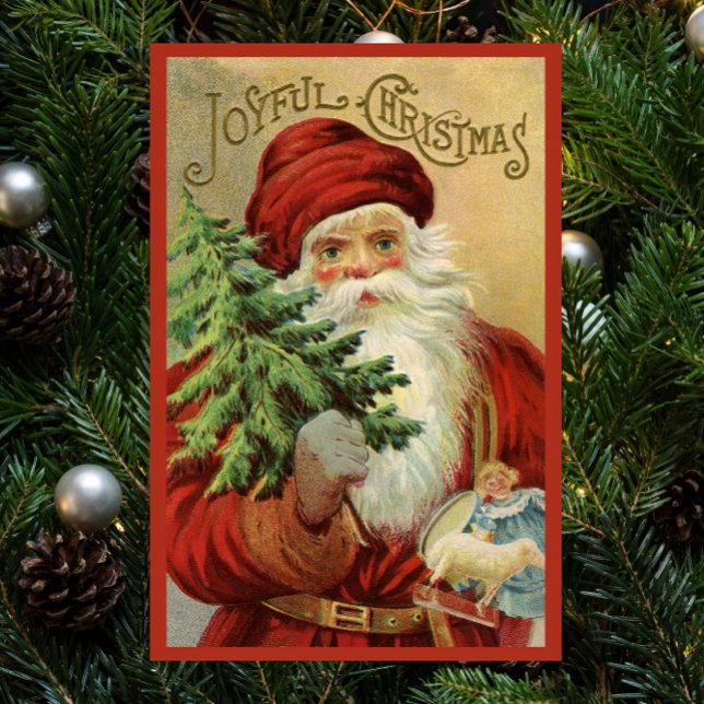 Poster Natal Antigo, Papai Noel Vitoriano com Árvore (Criador carregado)