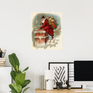 Poster Natal Antigo Vitoriano São Nicolau no Telhado