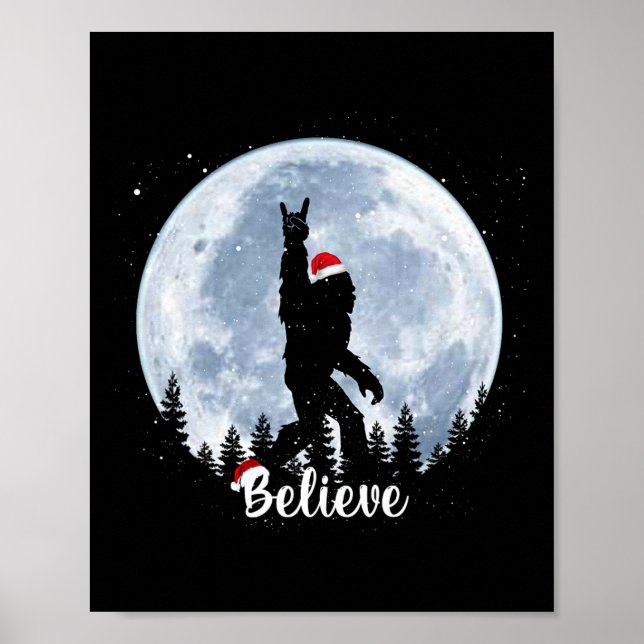Poster Natal Bigfoot Natal Rock Roll Sasquatch Acredite (Frente)