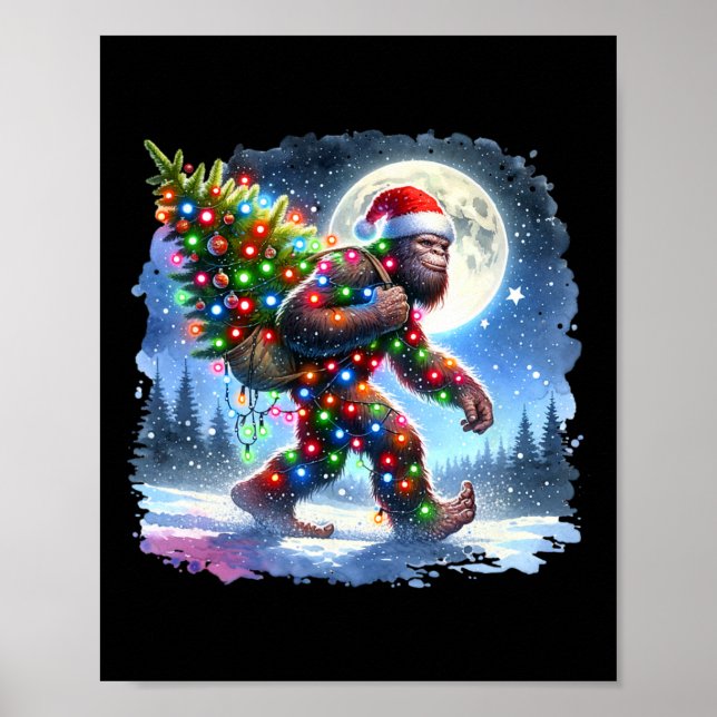 Poster Natal Bigfoot Sasquatch Xmas (Frente)