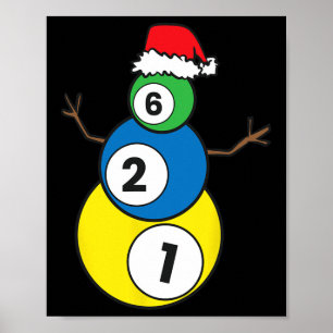 Poster Natal Billiards Snowman Crianças Presente de Natal