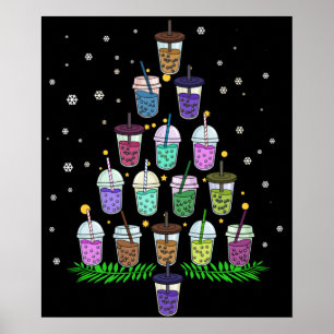 Poster Natal Boba Tea Gift Men Mulheres Árvore de Natal