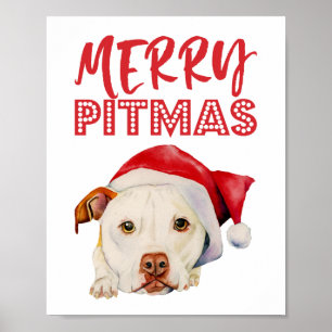 Poster Natal bonito alegre do cão de Pitbull do papai