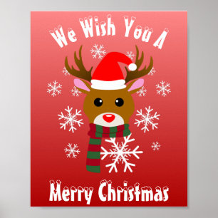 Poster Natal Branco Rudolph Rudolph, Rena Nosada Vermelha