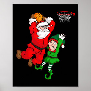 Poster Natal Bysketbyll Santa Claus Slam Dunk Elf Diversã