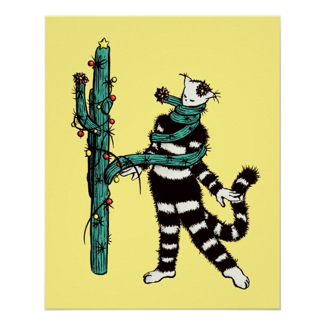 Pôster Natal Cat E Cactus Weird Xmas (Frente)