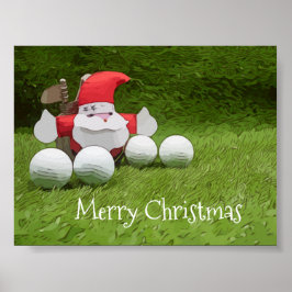 Poster Natal com Papai Noel e bolas de golfe