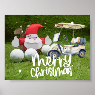 Poster Natal com Papai Noel e bolas de golfe
