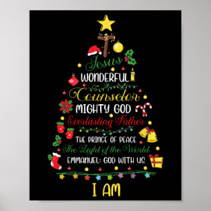 Poster Natal cristão Jesus Bíblia Nomes Árvore de Natal S