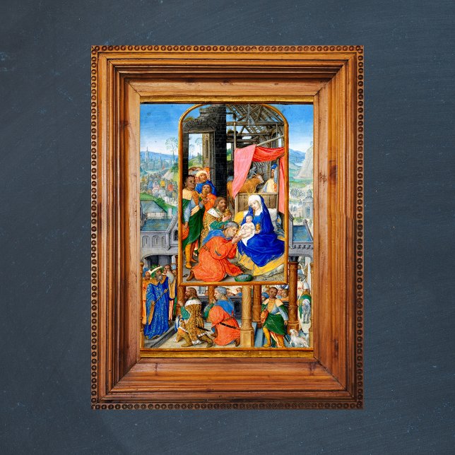 Poster Natal Cristão Medieval Natividade Três Reis (Religious Christian Catholic Chritmas Nativity Scene / Three Kings Day & Epiphany Feast Poster Zoom)