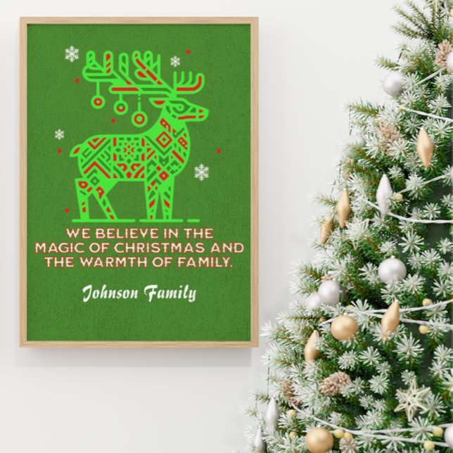 Poster Natal da Família Magic de Reindeer Personalizada (Criador carregado)
