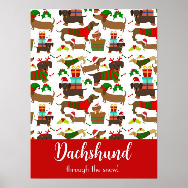 Poster Natal Dachshund Funny Holiday (Frente)