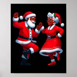 Poster Natal Dançando Santa Senhora Preta Africana Americ