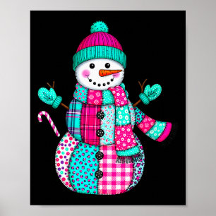 Poster Natal das Mulheres Remendo Boneco de Neve Préppy R
