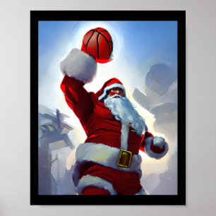 Poster Natal de basquete Papai Noel Dunking para Homens