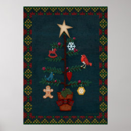 Poster Natal de Folk Art do Estilo Prim | Arte de Cherie