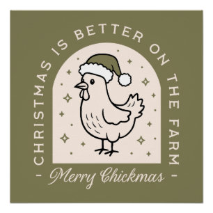 Pôster Natal de frango em casa de fazenda cottagecore ver