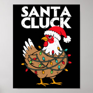 Poster Natal de Galinha Papai Noel Engraçado Férias Homen
