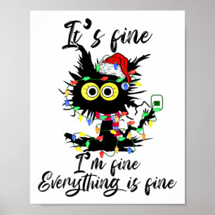 Poster Natal de Gato Tudo Bem Estou Bem Tudo Está Bem