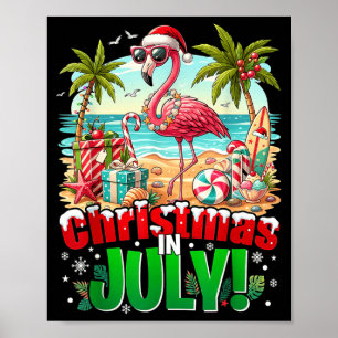 Poster Natal de Verão Havaiano Trocal Flamingo Feminino n