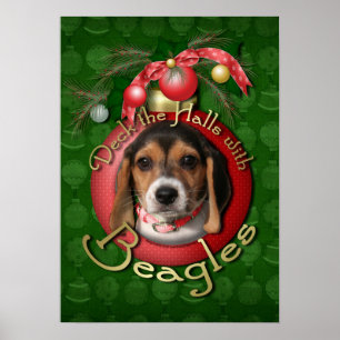 Pôster Natal - Deck the Halls - Beagles