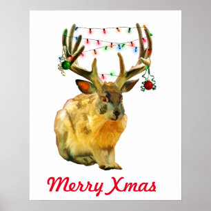Poster Natal decorado Jackalope Feliz Natal