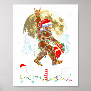 Poster Natal Divertido Bigfoot Acredite Sasquatch Em