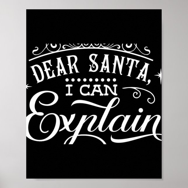 Poster Natal Divertido Querido Papai Noel Posso Explicar  (Frente)