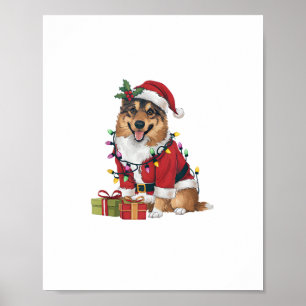 Poster Natal do Cão de Elkhound Papais noeis de Iluminaçã