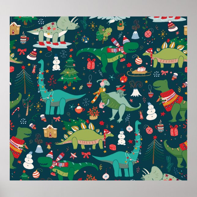 Poster Natal do Dinossauro: Feliz ano novo (Frente)