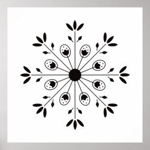 Poster Natal do Floco de Neve Moderno Elegante