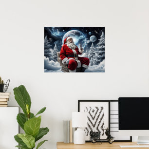 Poster Natal do Fundo do Espaço dos Papais noeis Mágicos
