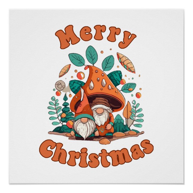 Pôster Natal do Gnome Retro (Frente)